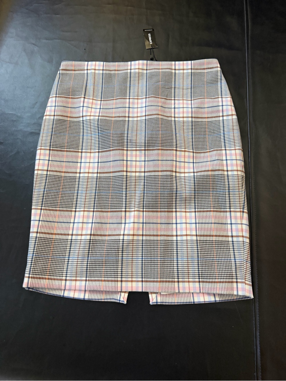 Express Plaid Pencil Skirt in Pink, Black and Cream